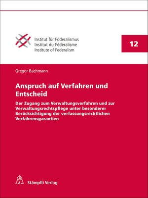 cover image of Anspruch auf Verfahren und Entscheid